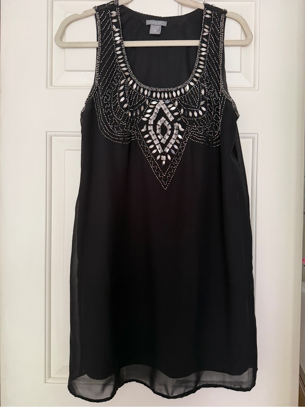 Mini Black Dress with Decorative Neckline